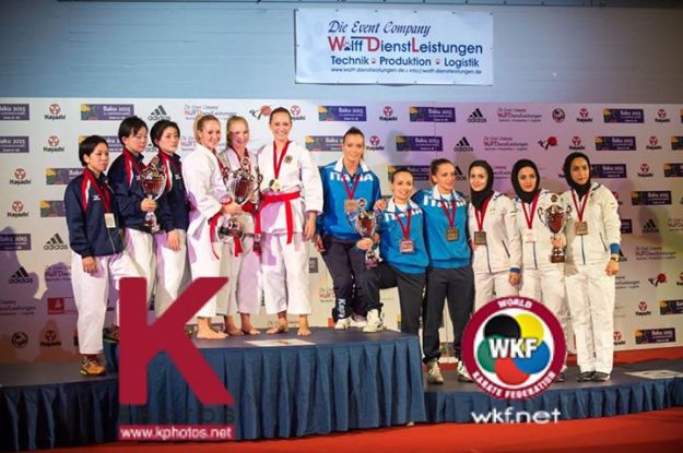 2014 Karate World Championship - Team Female Kata - Podium - Germany, Japan, Italy, Iran (Bronze)
